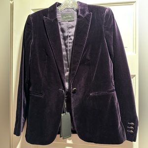 NWT Massimo Dutti velvet blazer in eggplant/deep purple size 6